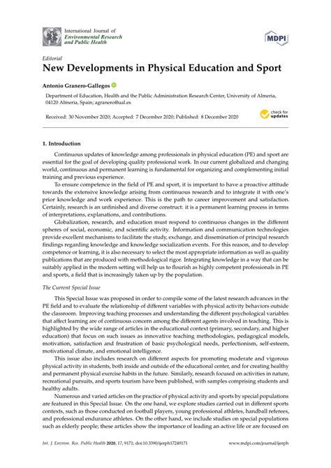 New Developments in Physical Education and Sport .